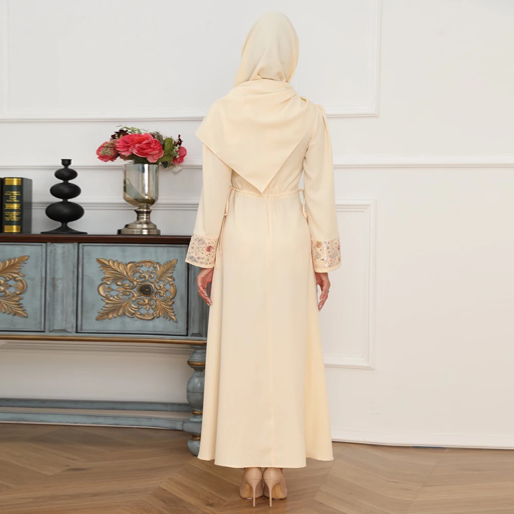 New Arab Middle East Muslim Abaya Sequined Ladies Elegant Hijab Dress Muslim Fashion Vestidos Arabes Dubai Y Turcos Robe