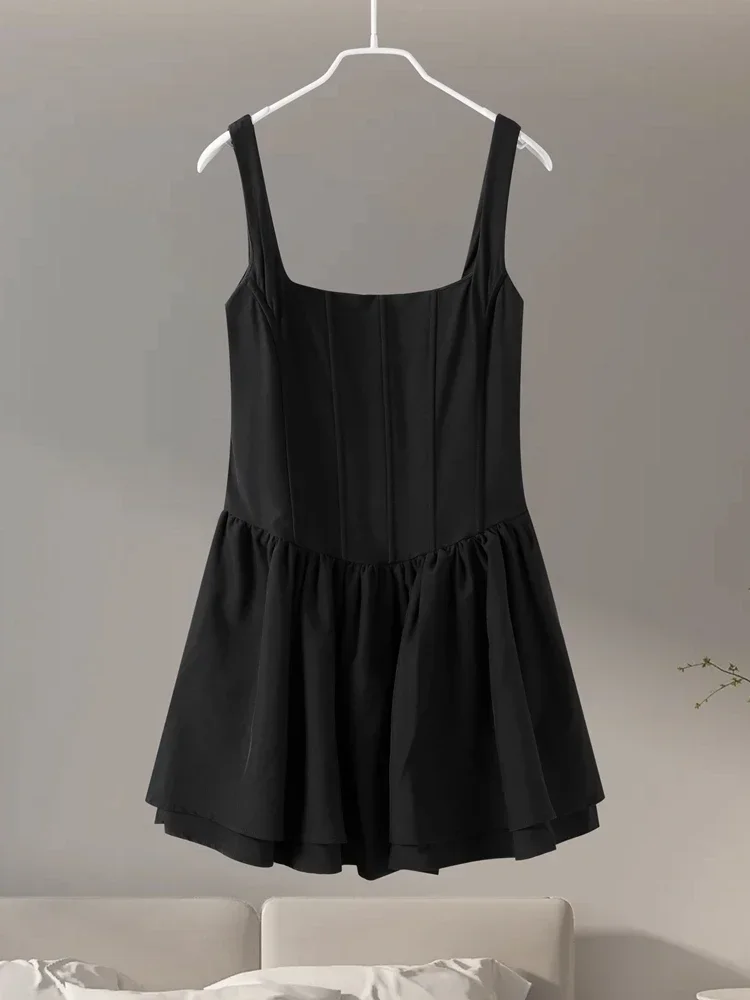 Элегантное мини-платье на бретельках женское сексуальное тонкое пышное платье с