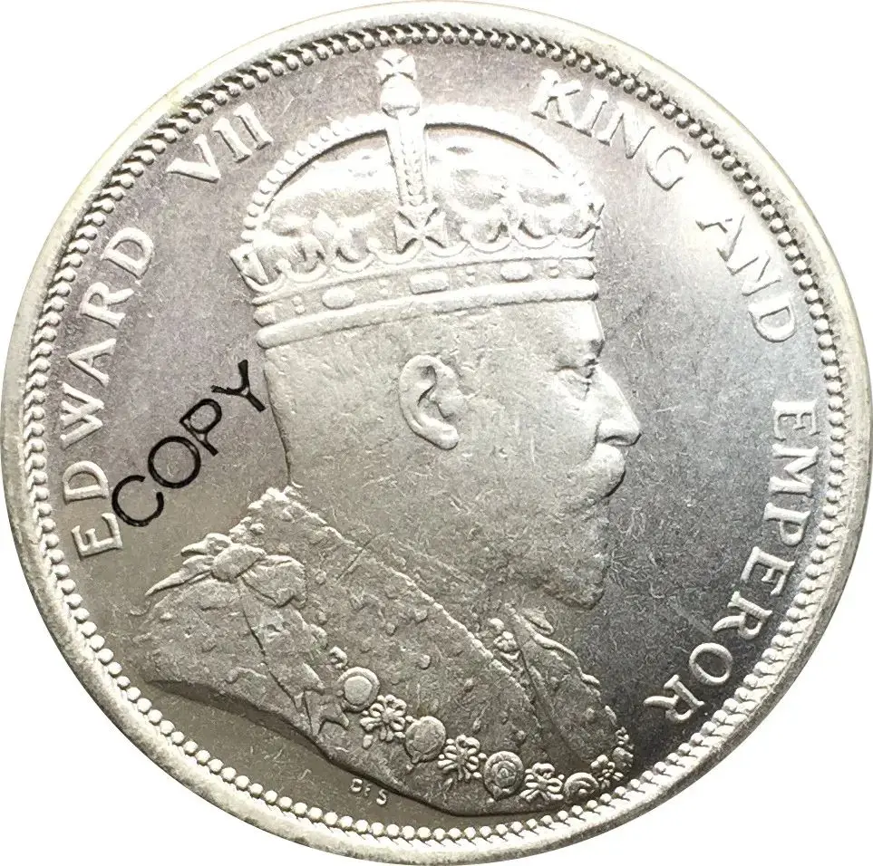 

Копия серебряной монеты Эдварда VII, 1904 год, 1 доллар