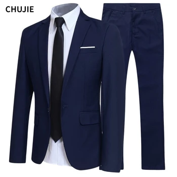 Men Blazers Sets 2 Pieces Wedding Elegant Formal 3 Suits Full Business Korean 2023 Pants Blue Coats Jackets Luxury Free Shipping 1