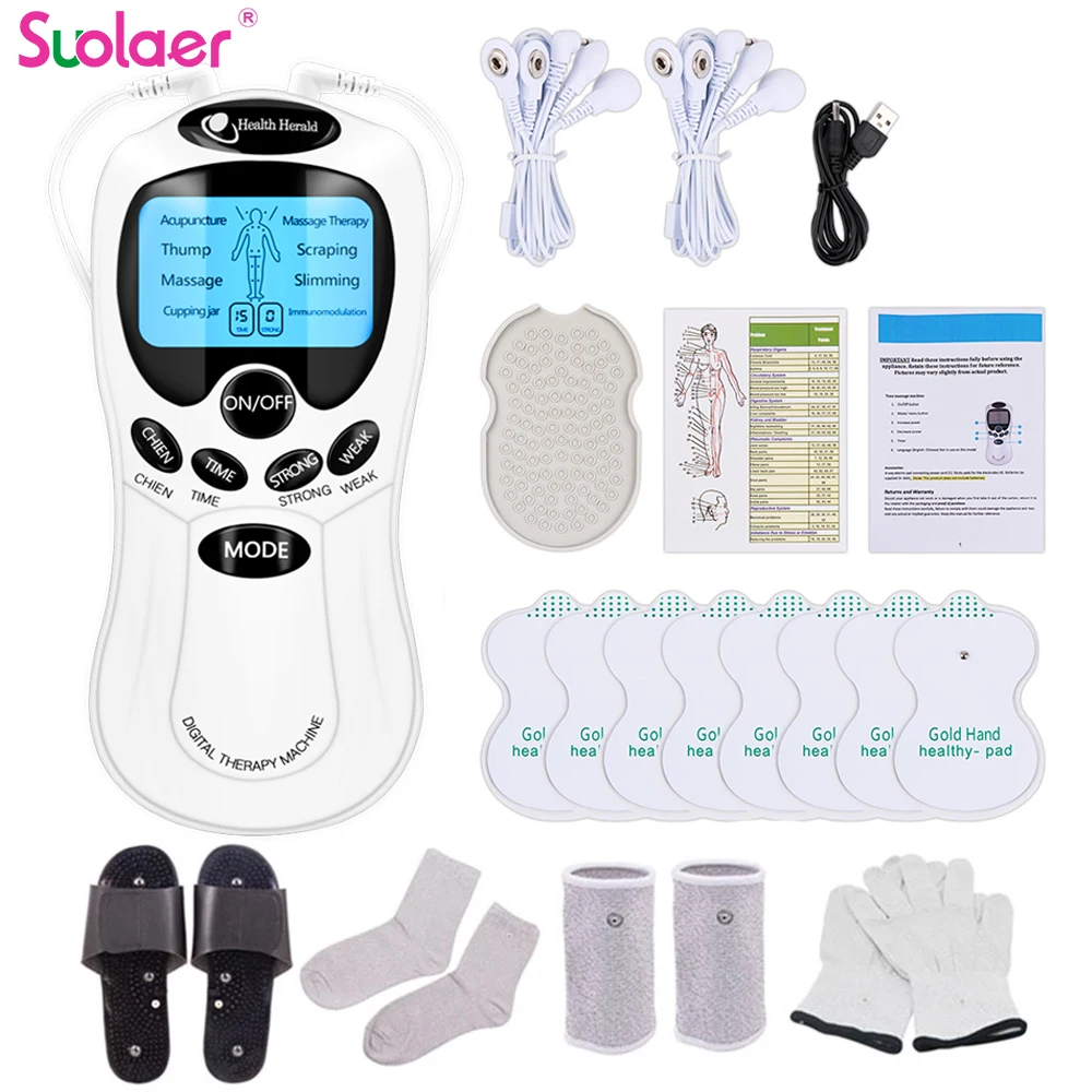 

8 Modes Tens Unit EMS Muscle Electrodes Stimulator Low Frequency Pulse Electric Body Massager Pain Relief Relax Physiotherapy