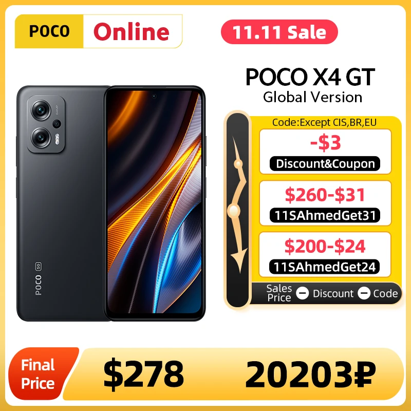 Ceny Globalna Wersja POCO X4 GT Smartphone Dimensity 8100 Octa Core 144Hz DotDisplay 67W Turbo ładowanie 64MP Kamera 5080mAh Bateria