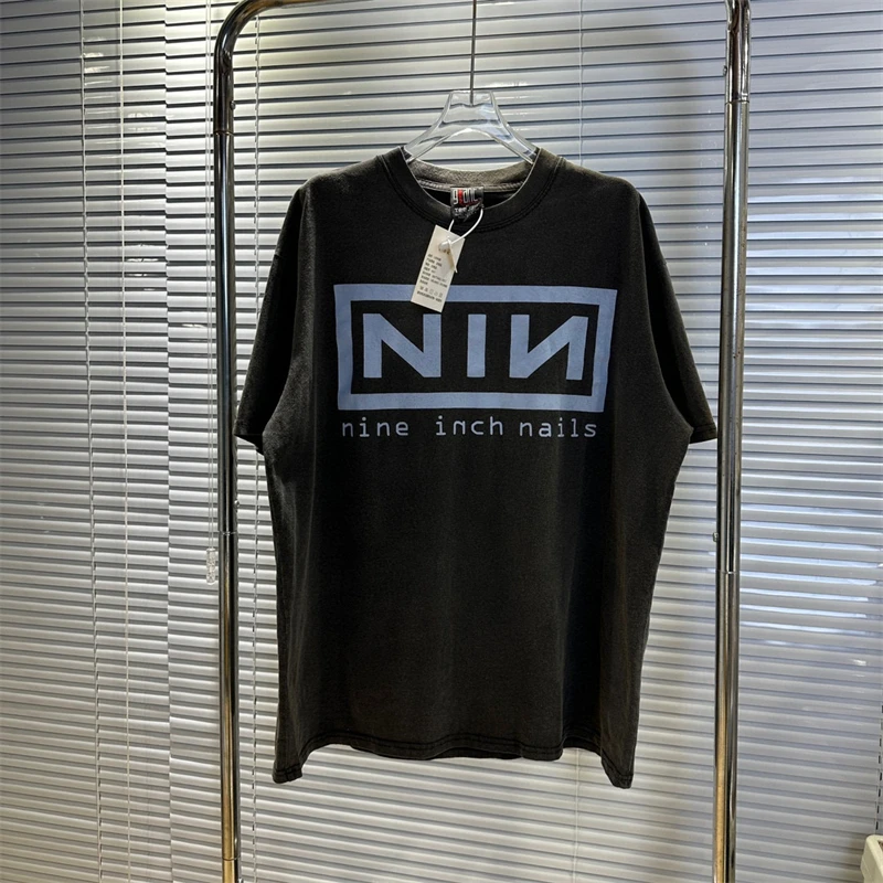 

Vintage NIN nine-inch nail rock band oversized T-shirt vtg high street American casual vintage loose fashion short sleeve