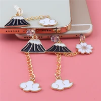 cute dust plug charm kawaii mount fuji charge port plug for iphone anti dust cap aux dust protection stopper phone accessories