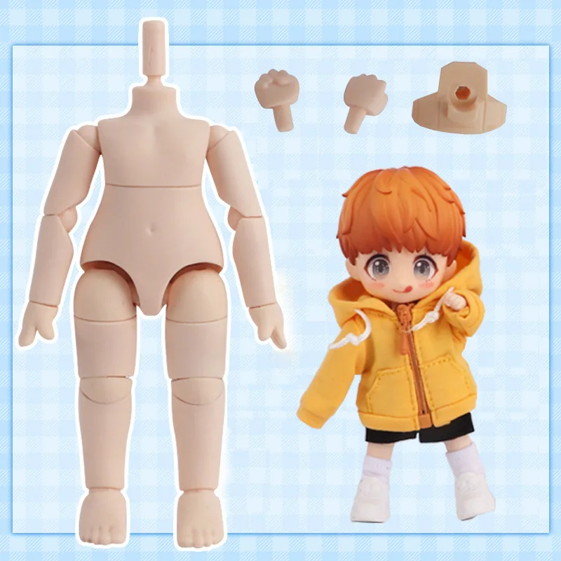 New cute body 1/12bjd body for GSC head, OB11 doll head white skin joint body doll accessories boy girl body