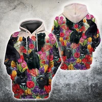 cat gifts flower black cats 3d printed hoodies unisex pullovers funny dog hoodie casual street tracksuit