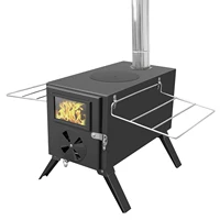 Outdoor Portable Camp Tent Firewood Stove Portable Wood Burning Stove Multifunctional Firewood Burner with Detachable Chimney