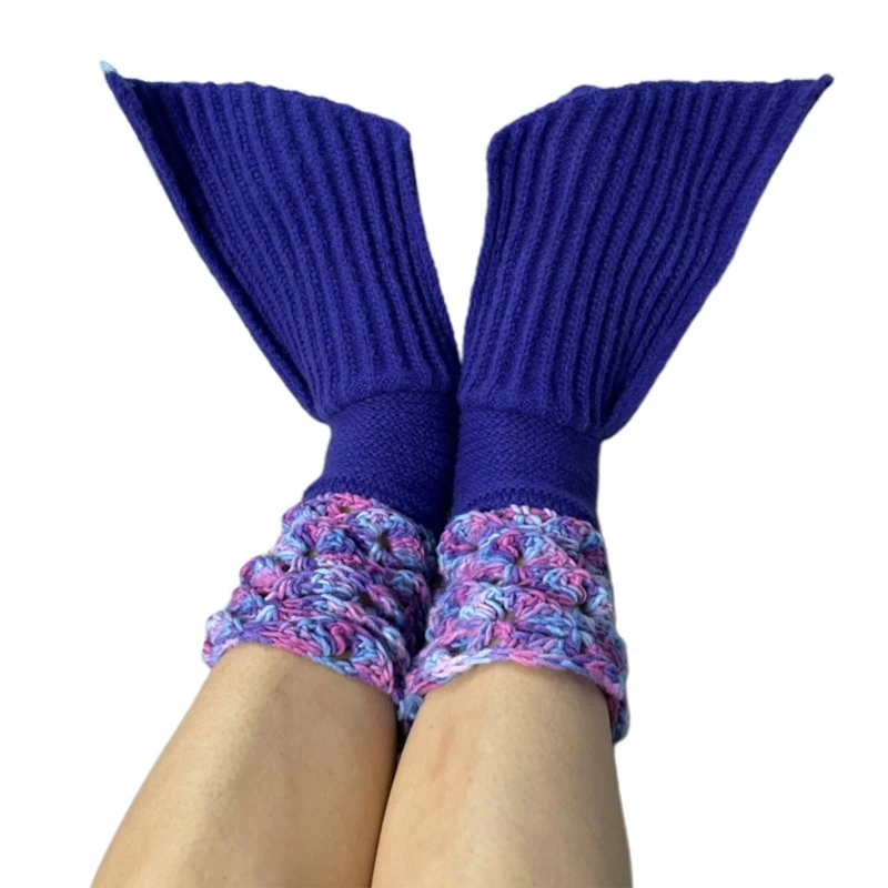 

649D Mermaid Tail Socks Knit Mermaid Tail Funny Crochet Socks Mermaid Socks