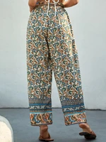tops all over print paper bag waist belted pants