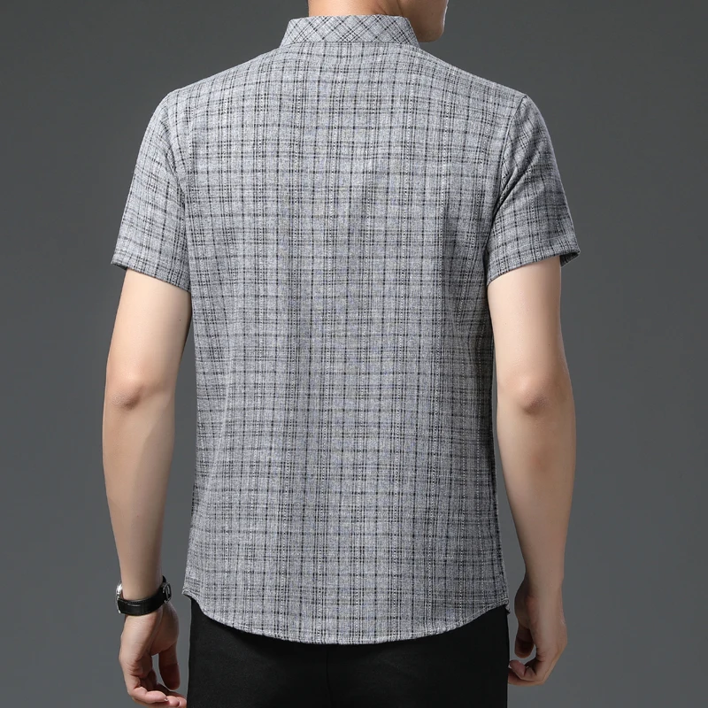 Рубашка мужская с коротким рукавом из хлопка и льна