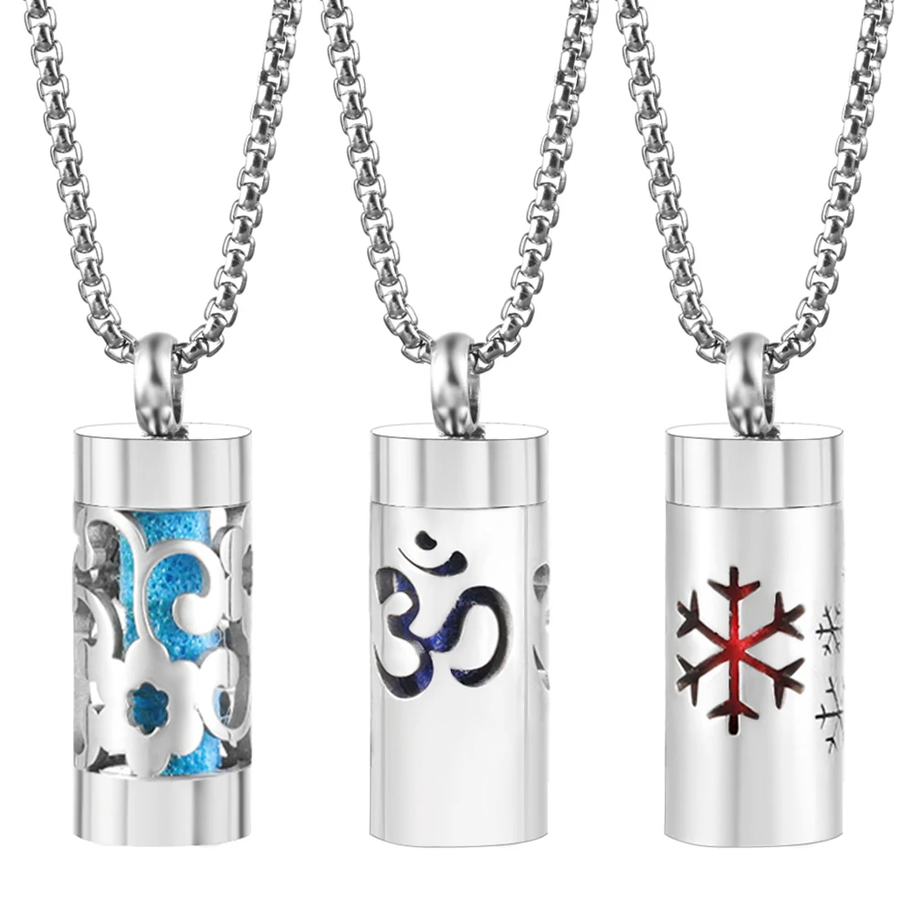 Новое ожерелье из нержавеющей стали с цветком для ароматерапии винтажный