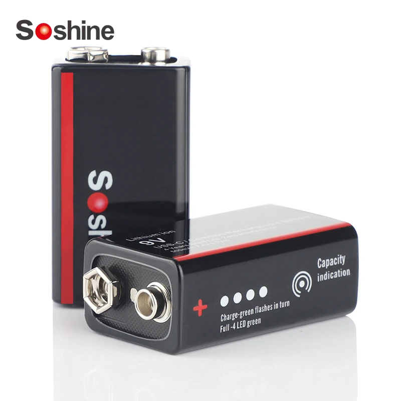 

Soshine 9 В 6F22 500 мАч USB литий-ионный перезаряжаемый полимерный с аккумуляторной коробкой для беспроводного микрофона/сигнализации 7,4 В 1A USB