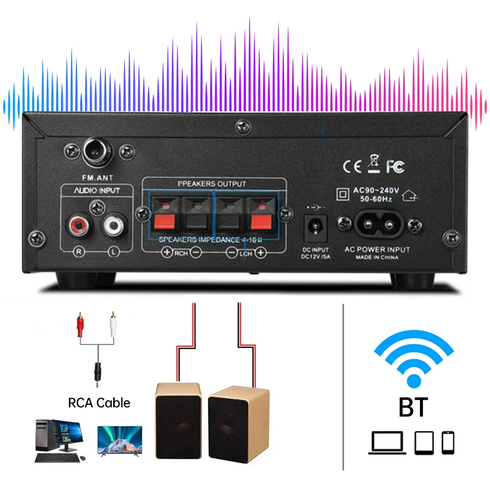 AK45 Pro 820 Вт Hi-Fi цифровой усилитель канал 2 0 Bluetooth аудио басовый динамик номинальная