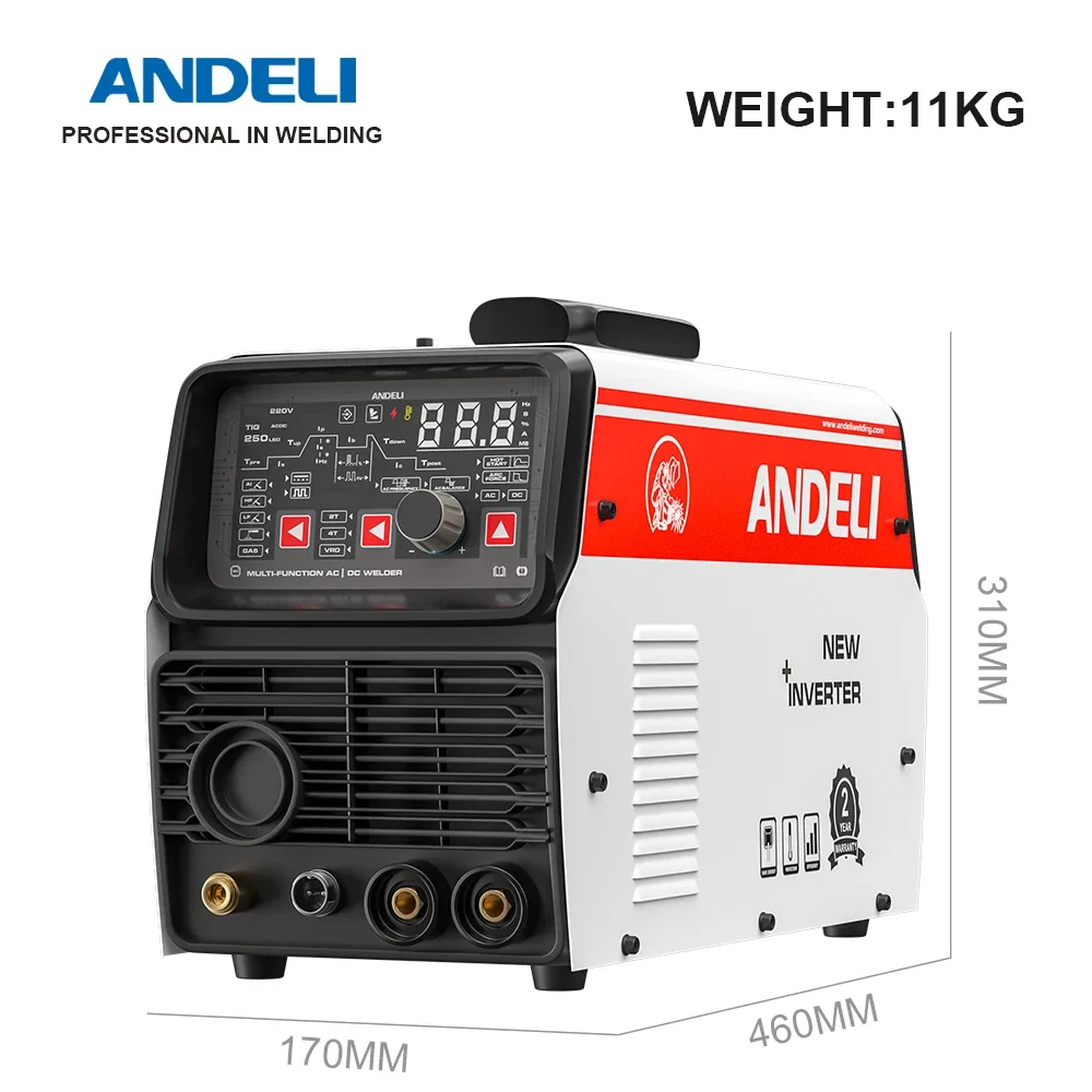 ANDELI Новое поступление TIG-250PE LED 220 В AC DC TIG Сварочный аппарат Холодный импульс