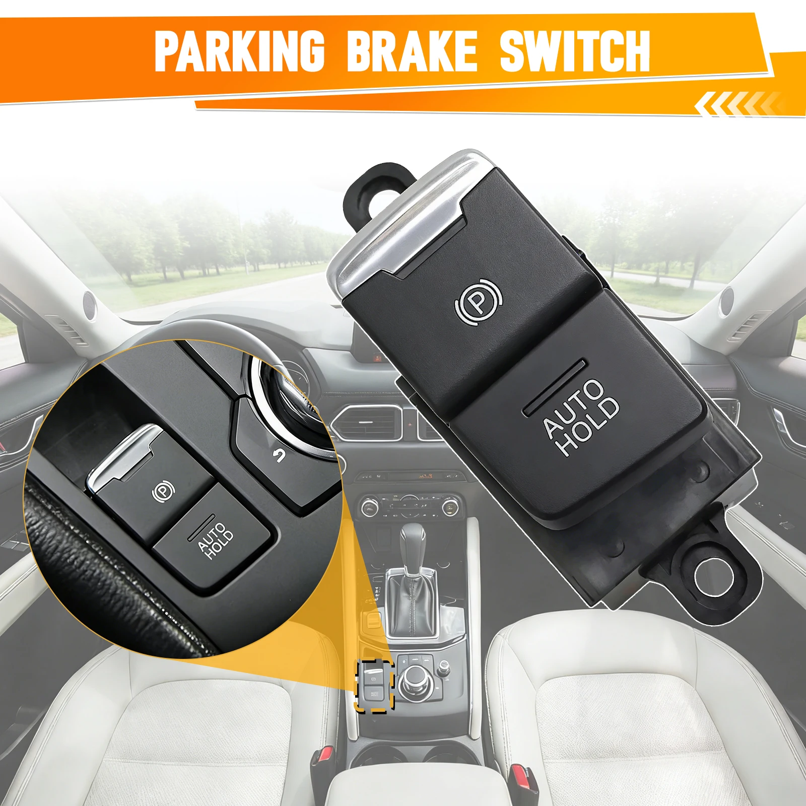 Фото KD2W-66-EP0 KD2W66EP0A Автомобильный электронный переключатель стояночного тормоза, кнопка автоматического удержания управления для Mazda CX-5 2017-2021 LHD №1
