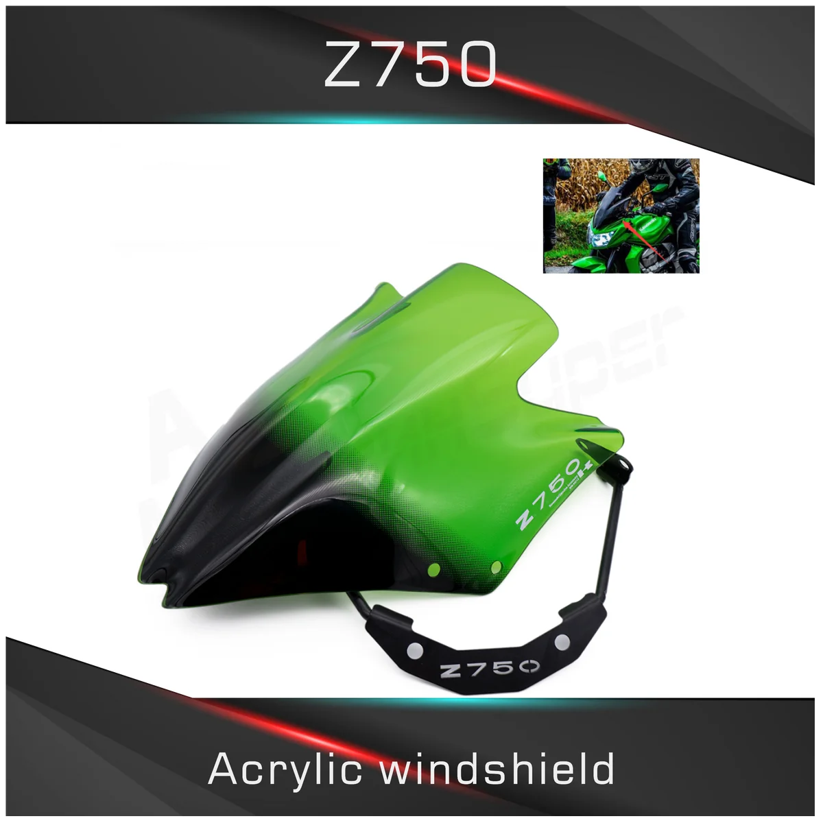 

Motorcycle For Kawasaki Z750 Z750R Windshield High Quality Wind Deflectore Windshield Bubble Smoke Black Windscreen Spoiler