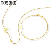 tosoko stainless steel jewellery womens versatile bracelet necklace star moon jewelry set bsp531 e103