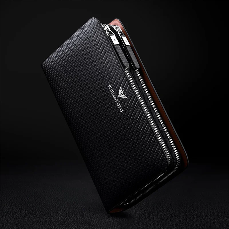 WILLIAMPOLO мужские кошельки из натуральной кожи деловой клатч большой емкости