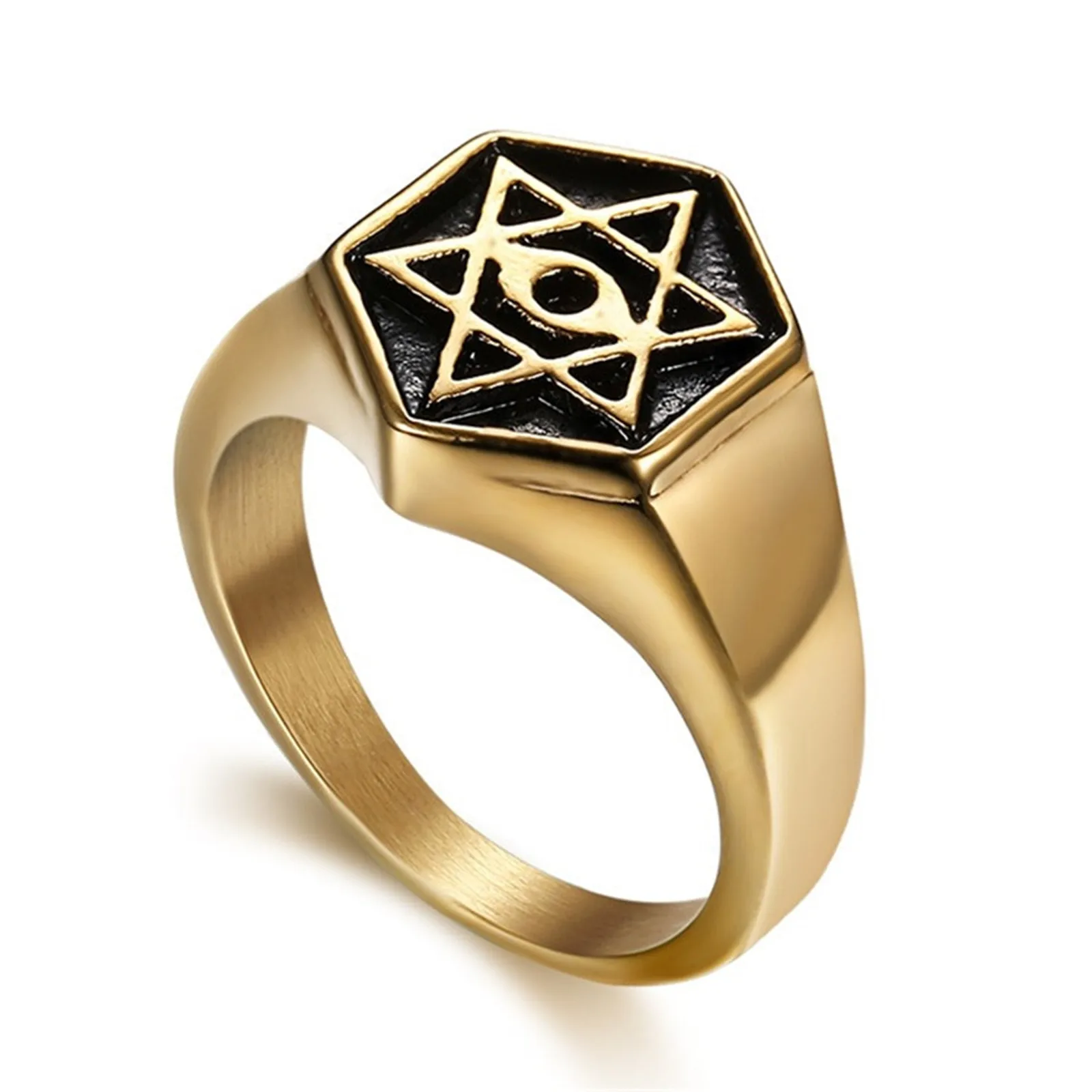 

Men Magen David Ring Gold Color Stainless Steel Jewish Judaism Style Jewelry Star of Israel Symbol Solomn Seal Emblem Hexagram