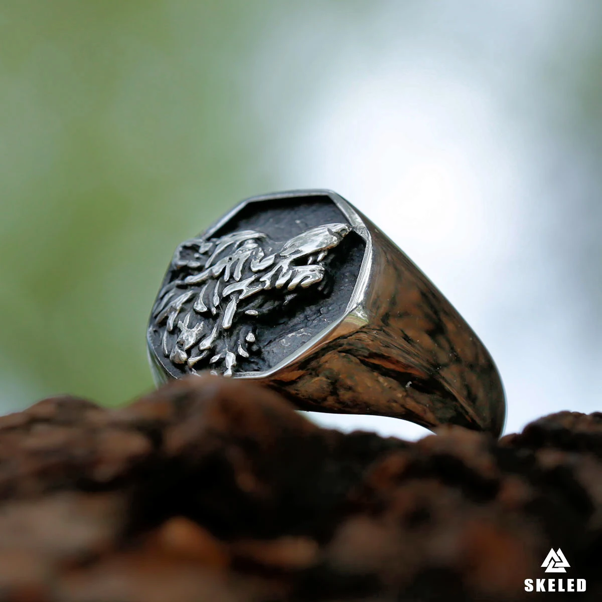 

Viking Odin Wolf Head Signet Ring Men's Stainless Steel Nordic Mythology Animal Freki Rings Vintage Fashion Charm Amulet Jewelry