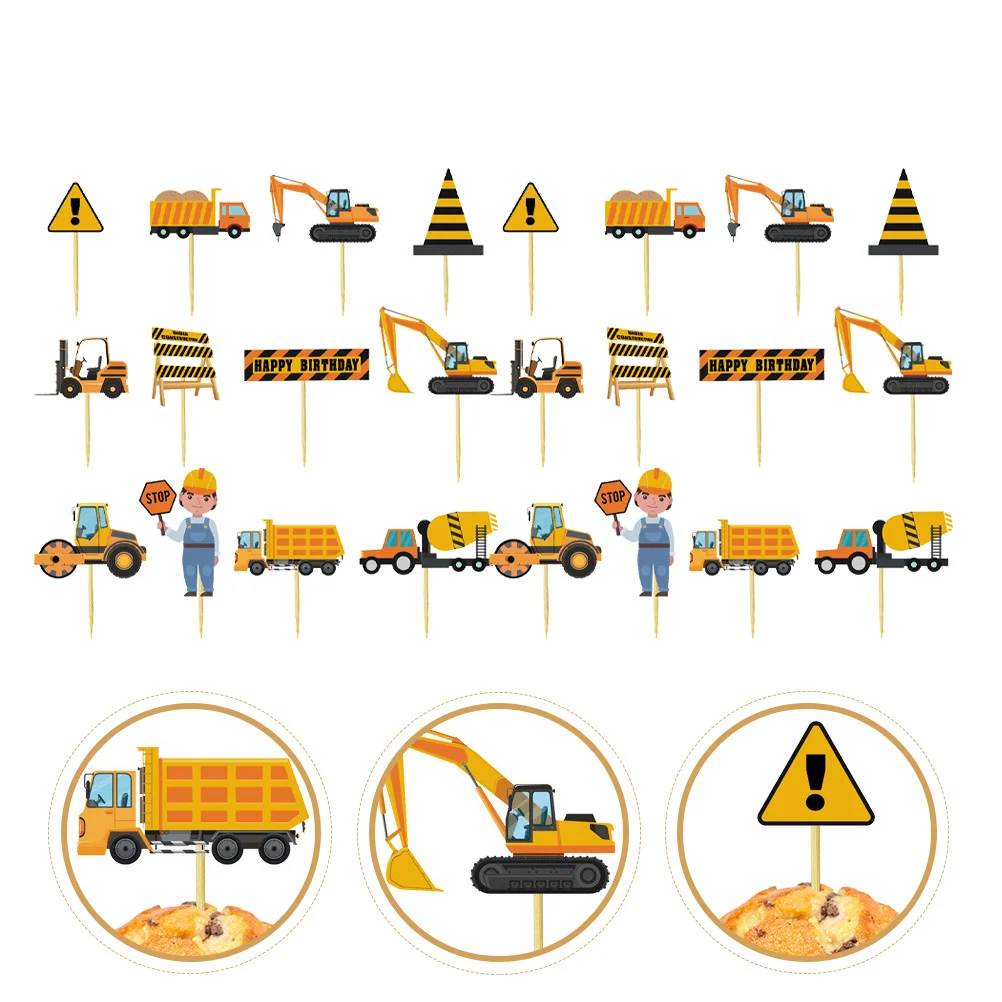 

24Pcs Truck Cupcake Topper Construction Construction Birthday Construction Cake