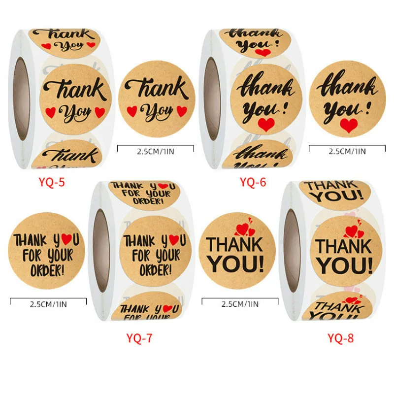 Круглые этикетки из крафт-бумаги Thank You 500 шт. |