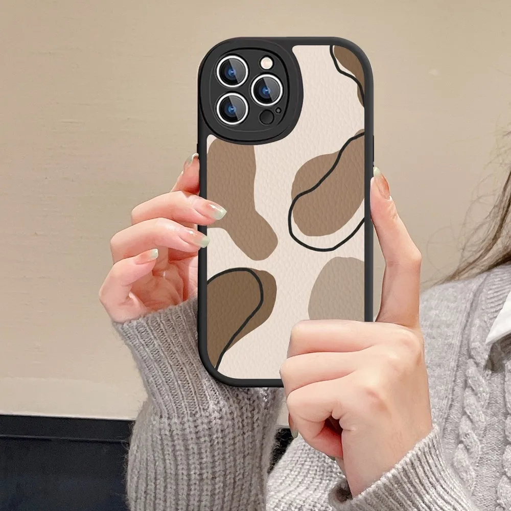 Abstract Geometry Phone Case Hard Leather For iPhone 14 13 12 Mini 11 14 Pro Max Xs X Xr 7 8 Plus 6 6s