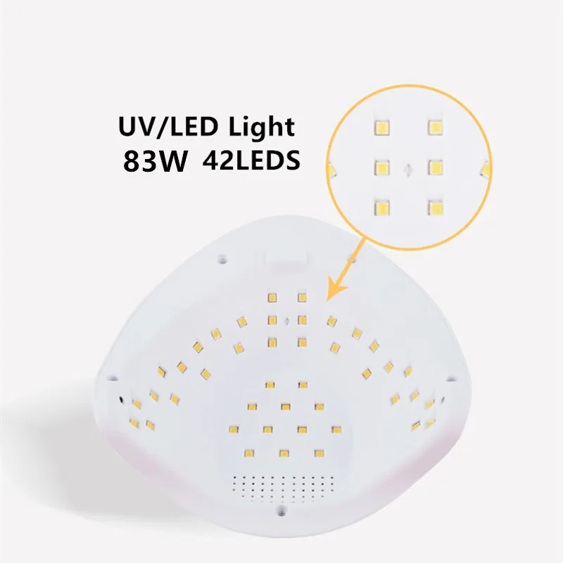 83 Вт УФ-светодиодная лампа для ногтей с 42 шт. светодиодами отверждения геля сушки