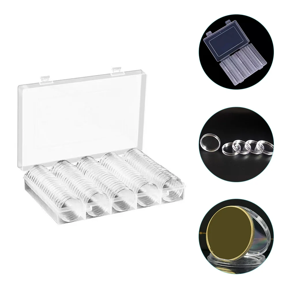 

100 Pcs Plastic Stand Coin Clip Silver Dollar Holder Portable Capsule Cases Collectors Protector Box