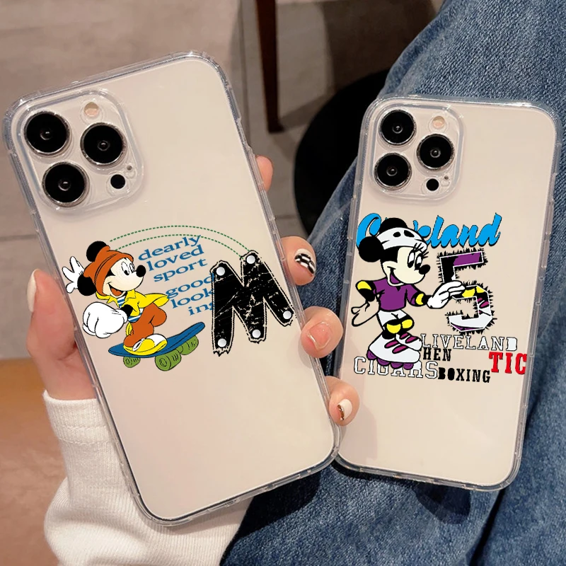 

Disney Original Mickey Mouse For Apple iPhone 11 12 13 Pro Max 12 13 Mini X XR XS Max SE 6 6S 7 8 Plus Clear Phone Case Black