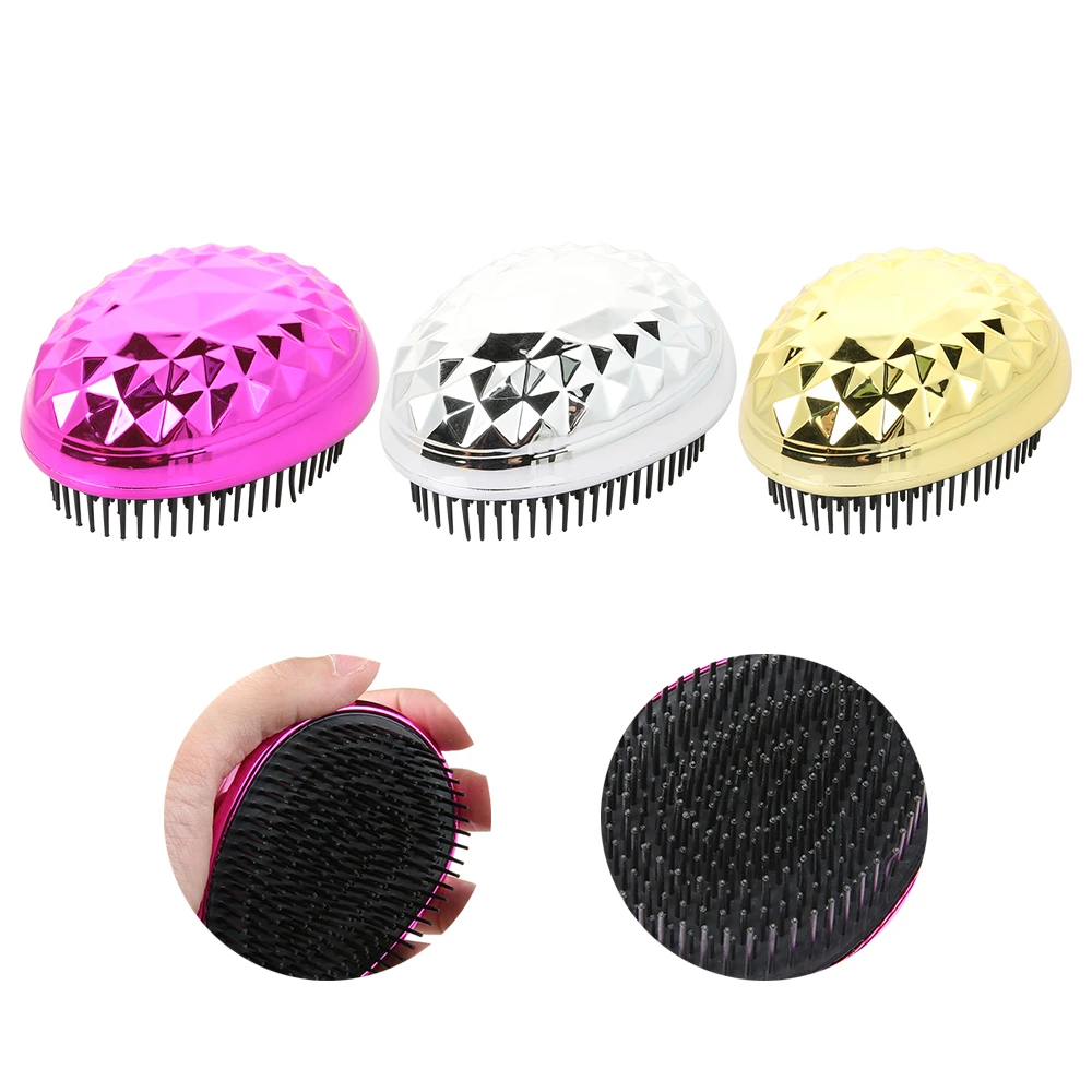 Women's Fashion Cute Electroplating Diamond Pattern Egg Comb Smooth Comfortable Massage Soft Styling Tools Hair Brushes |