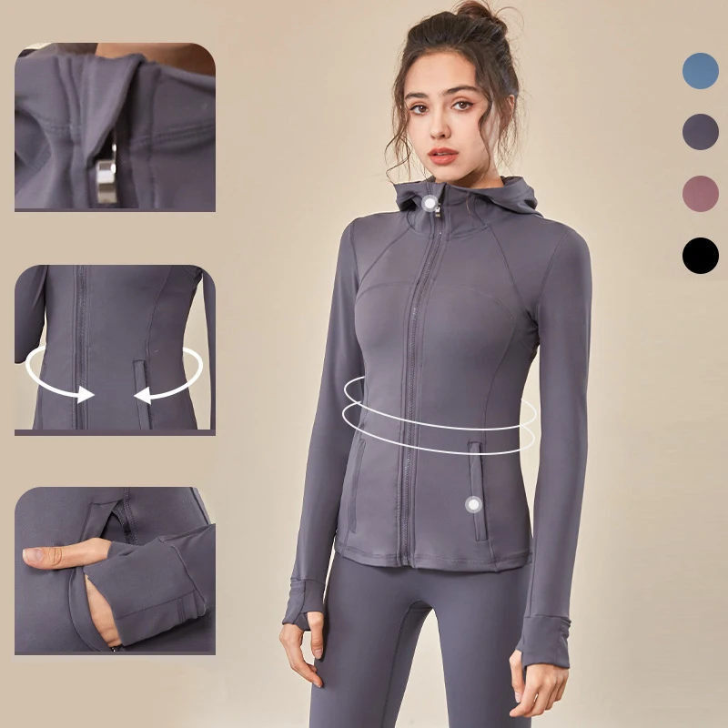 

Women Sport Jacket Zipper Yoga Coat Outerwear Stylish Tops Quick Dry Fitness Top Nylon Slim Fit Female Workout Tops