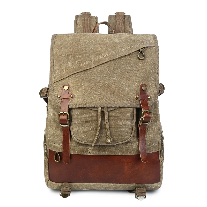

2022 New Men's Outdoor Waterproof Canvas Backpack Retro Travel Backpack Large Capacity Student Bag