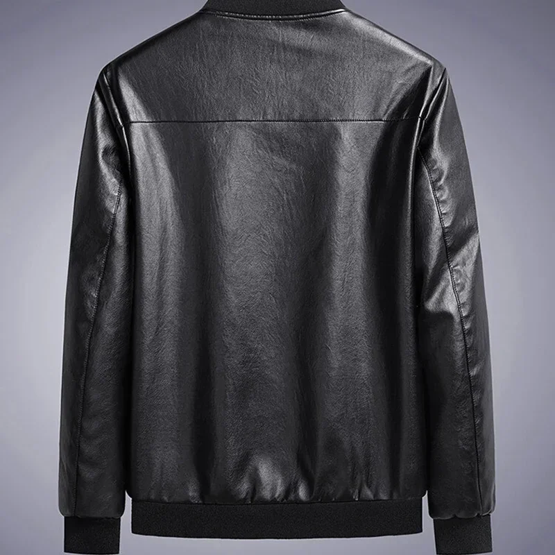 Демисезонная Мужская мотоциклетная повседневная кожаная куртка из