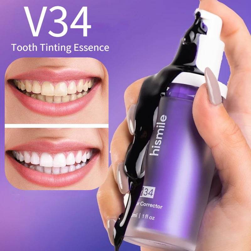 Зубная паста фиолетовая для мусса, блестящая зубная паста для свежего дыхания, V34, корректор цвета, инструменты для ремонта зубов