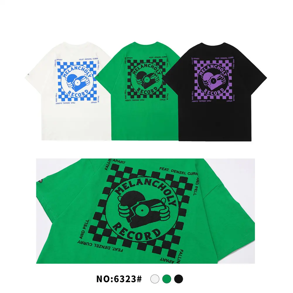 Футболка мужская оверсайз с круглым вырезом хлопковая тенниска винтажным