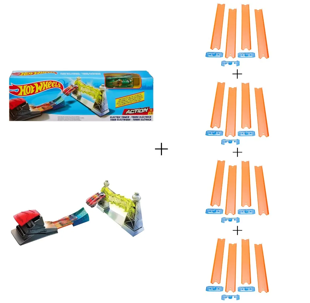 

Hot Wheels Track Builder 480cm Orange Runway Set and Hot Wheels Stunt jump Racing Şeti