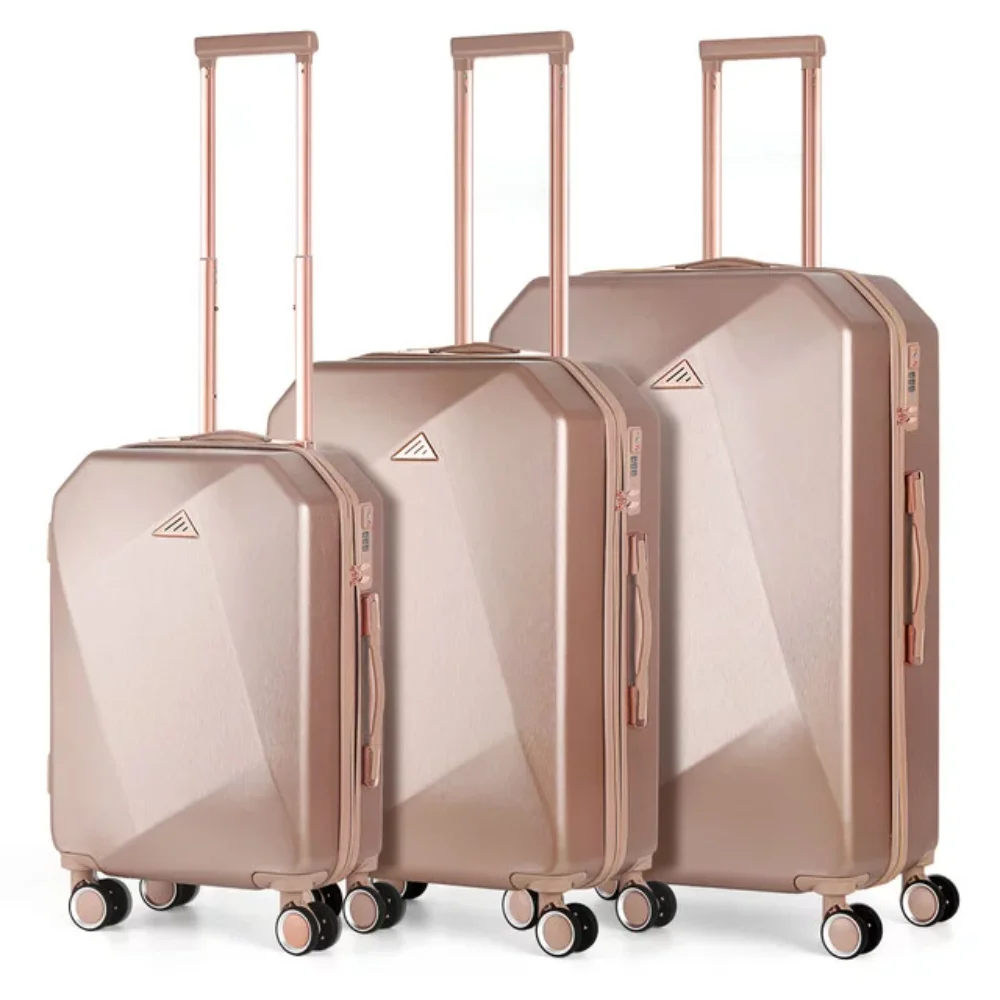 

Hikolayae Anza View Collection Hardside Spinner Luggage Sets in Rose Gold, 3 Piece - TSA Lock