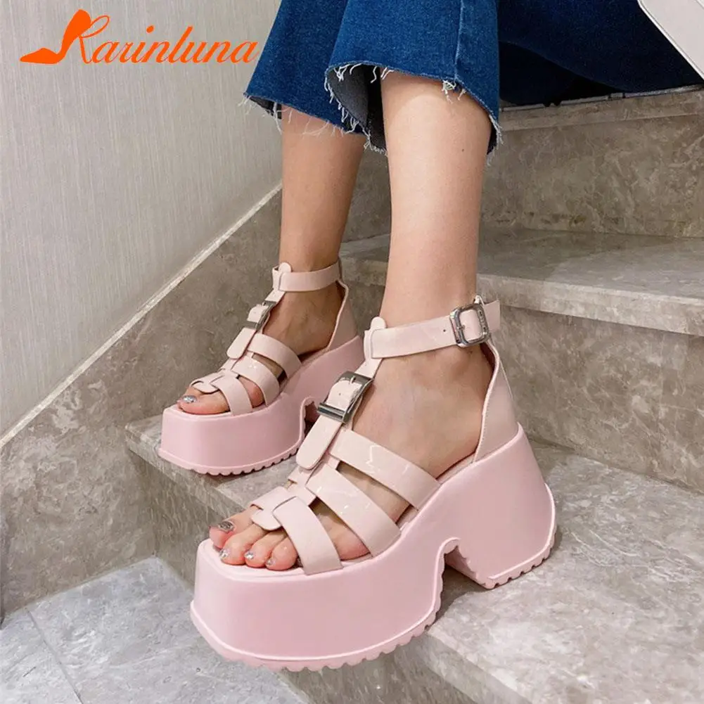 Chunky Heeled Platform Sandals For Women Summer 2023 Ankle Buckle Square Toe Sandals Simply Causal Open Toe Sandals Slipper Shoe