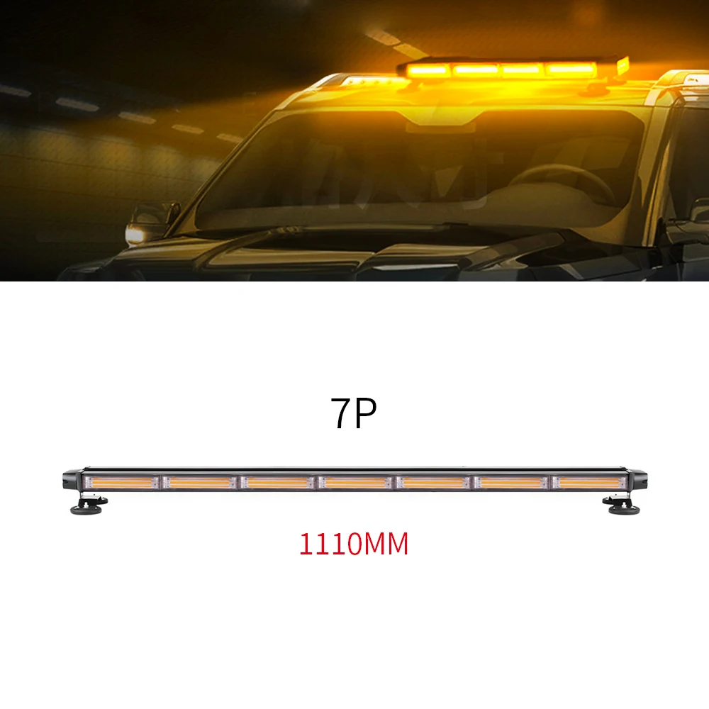 

111/126CM COB LED Strobe Light Bar for Police Fireman Car Truck Flashing Emergency Warning Lights White Red Blue Amber 12V 24V