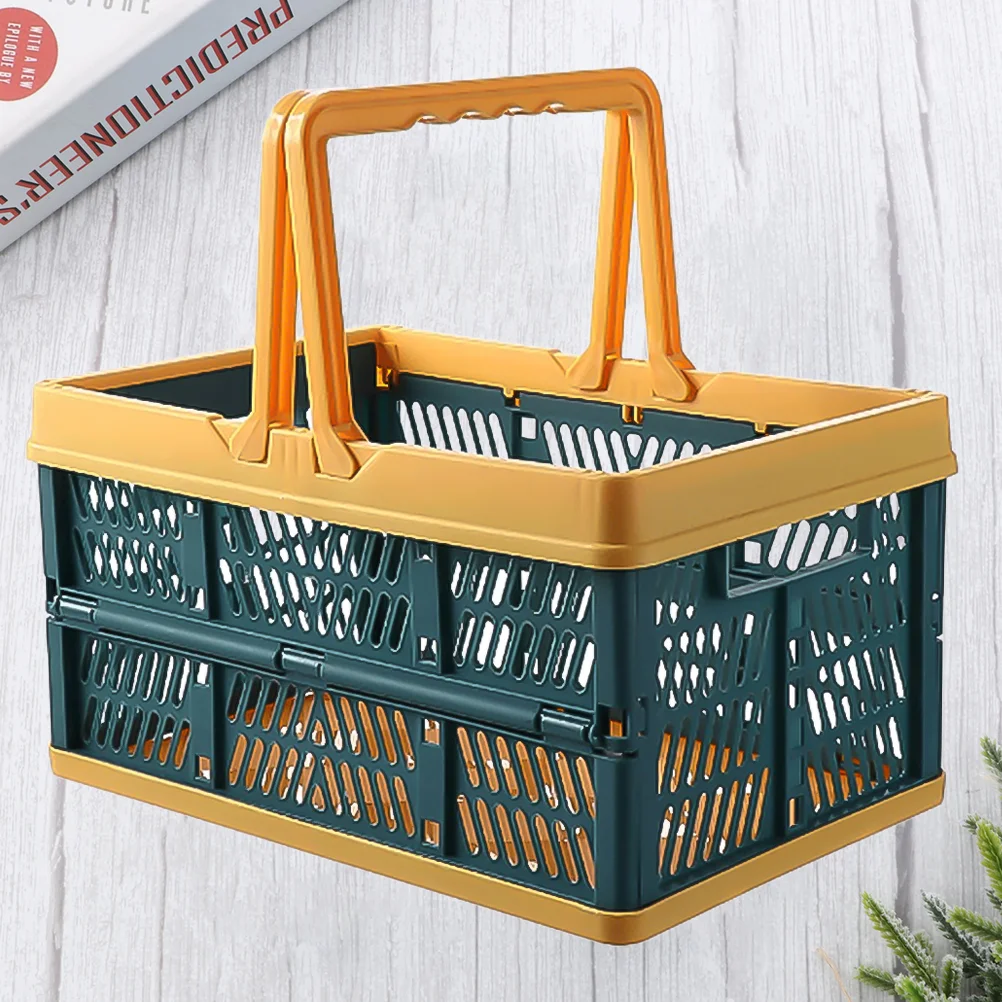 Plastic Storage Bins Hand Carry Case Sundries Organizer Food 29.8*19.7*15.6cm Basket Army Green Snack Office