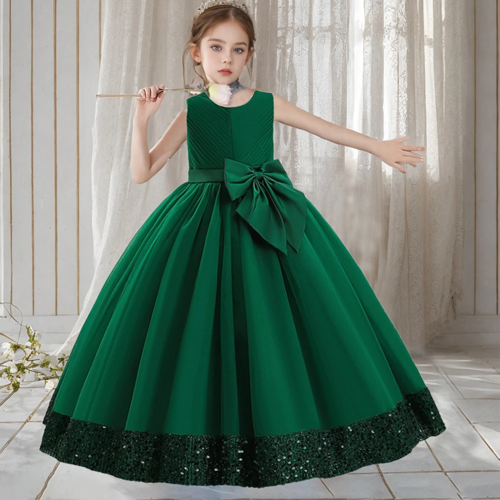 Элегантное Бальное Вечернее Платье С Большим Бантом Для Девочек-платье