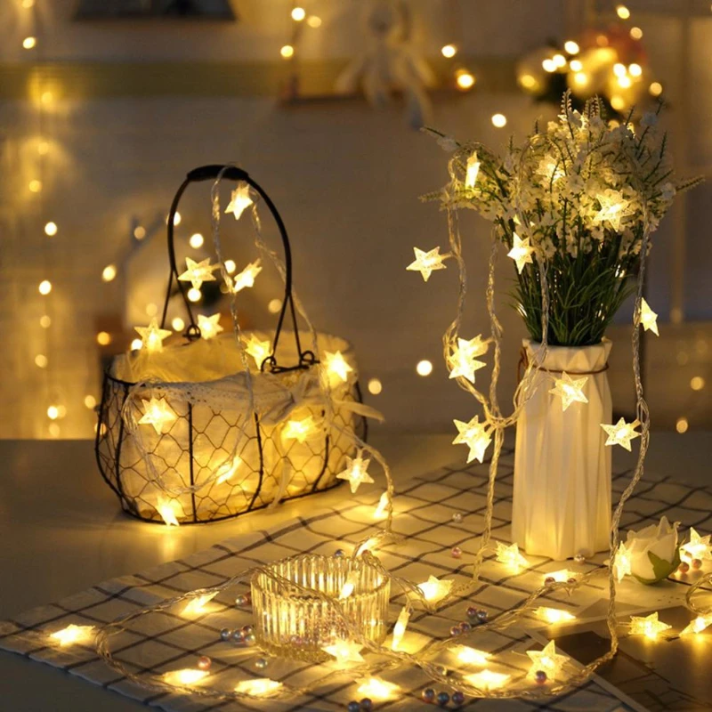 

10/20 LED Star Light String Twinkle Garlands Battery Powered Christmas Lamp Holiday Party Wedding Decorative Fairy Lights
