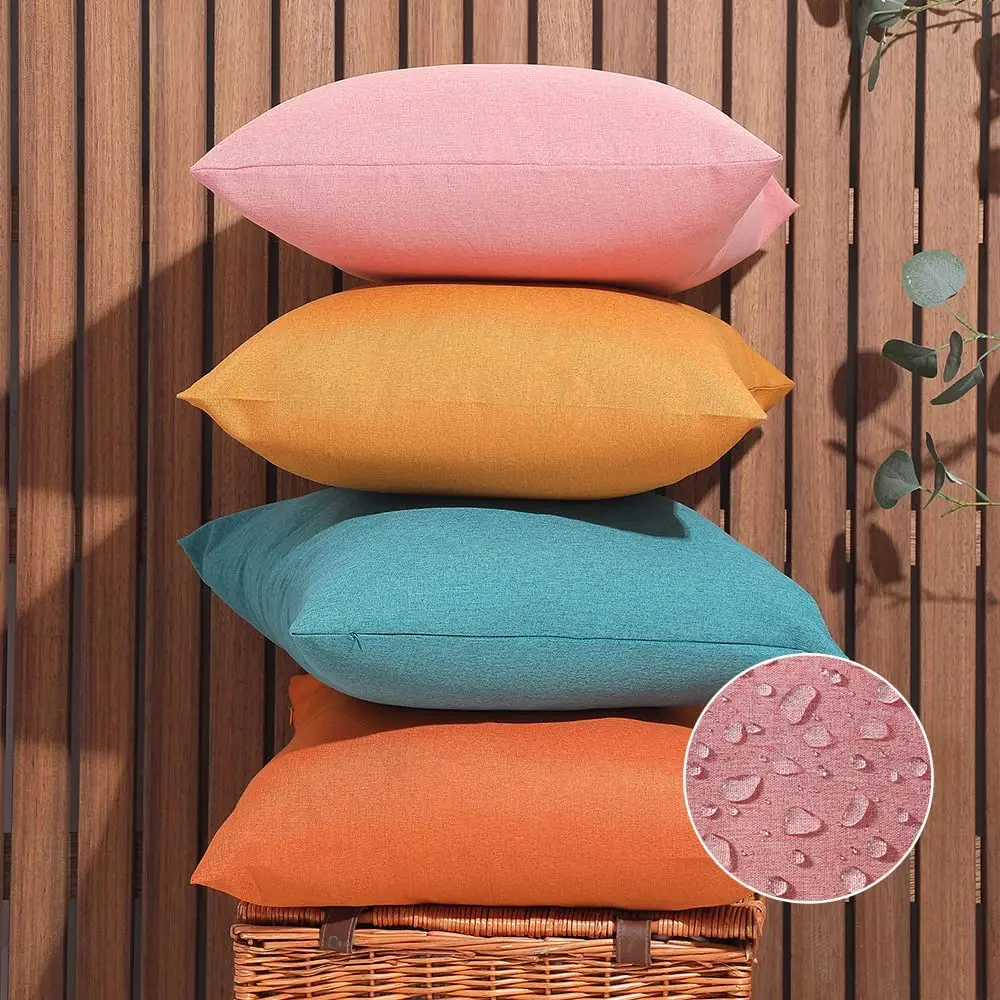 Outdoor Waterproof Cushion Cover 18x18in Throw Pillow Cover Solid Color Decorative Patio Furniture Pillowcase For Couch Balcony