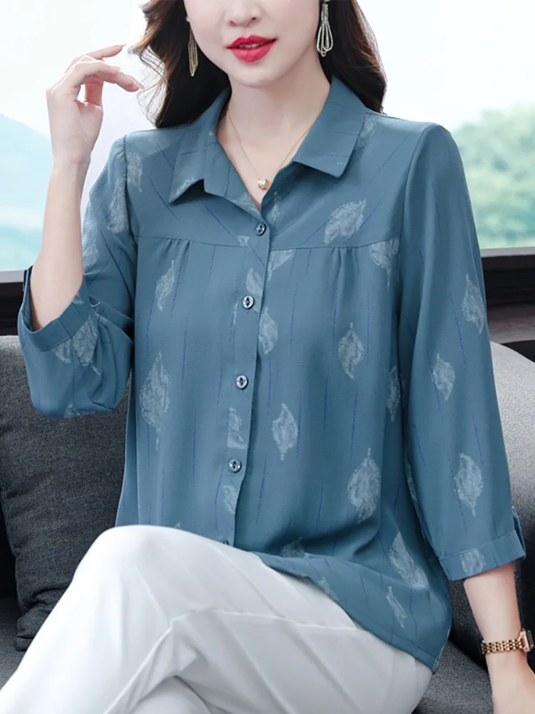 Шифоновые рубашки с рукавом три четверти. Женские ранняя осень 2024. Новый