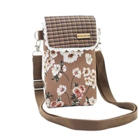 cotton floral prints womens mini handbag brands 2022 ladies mobile phone purse wallet shoulde bag female money pouch for girls