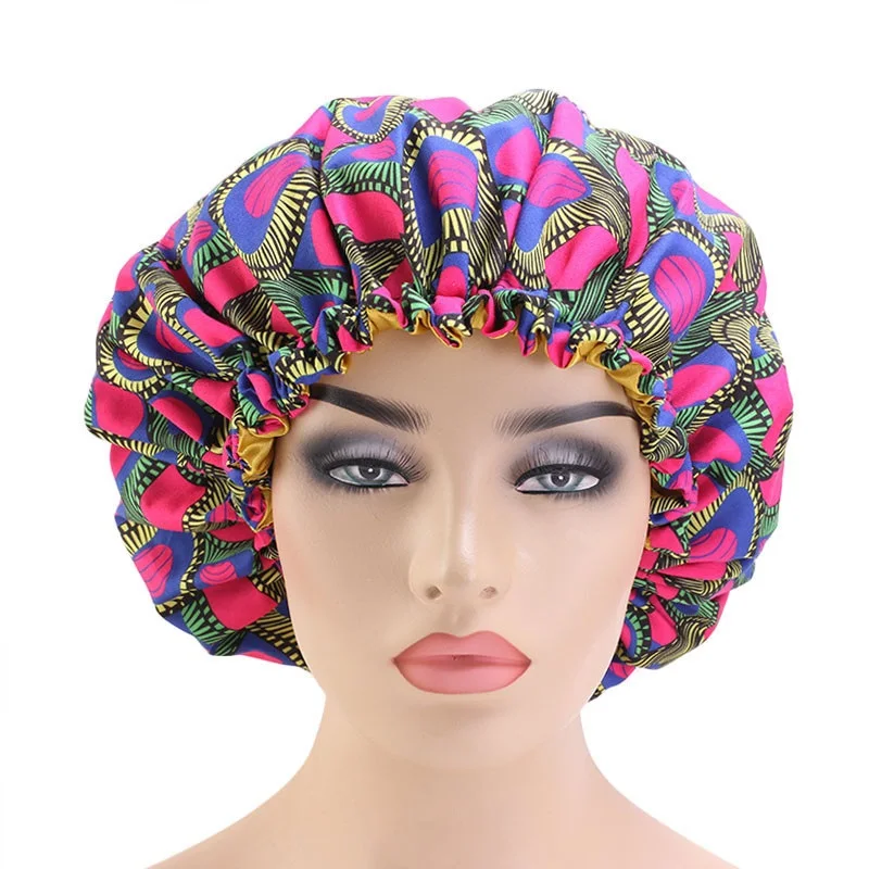Недорогая африканская Женская круглая Ночная шапка двухслойная атласная для сна