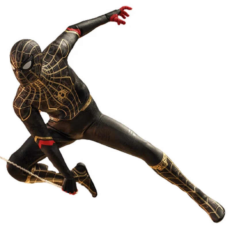New Movie Spider Man No Way Home Cosplay Clothing Black Gold Spiderman Web Shooter Battle Suit Stretch Tights for Adult Child images - 6
