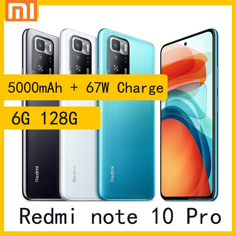 

Global ROM Xiaomi Redmi note 10 pro smartphone 6G 128G MediaTek MT6891Z Dimensity 1100 Li-Po 5000 mAh Fast charging 67W