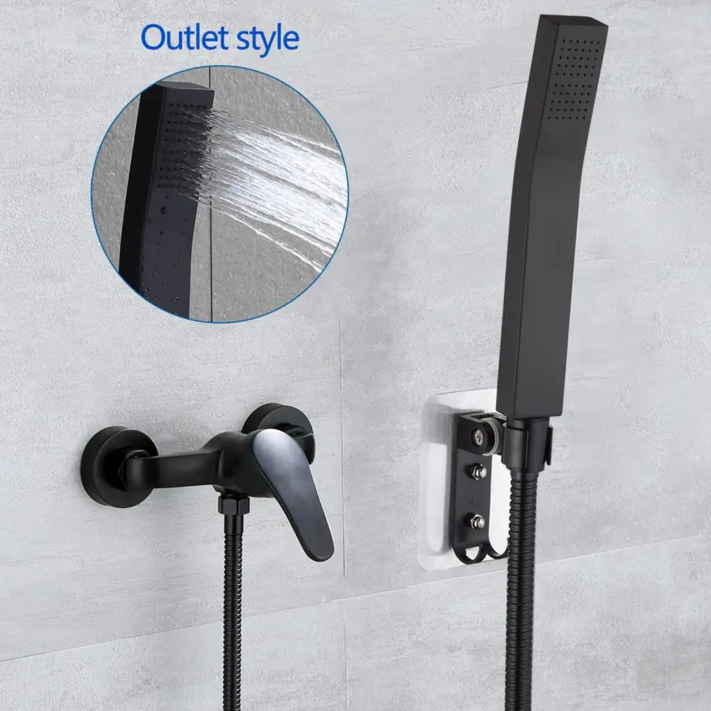 

Bathroom Shower Set Luxury Matte Black Shower Faucet Mixing Valve Wall Mounted Shower Rainfall with High Pressure Shower Head